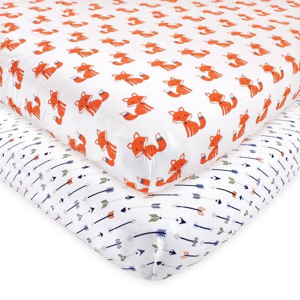 slide 1 of 1, Hudson Baby Infant Boy Cotton Fitted Crib Sheets, Foxes, One Size - Foxes - One Size One Size - Foxes