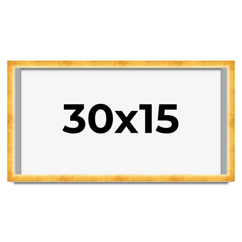 30x15 Shadow Box Frame Gold | 1.625 Inches Deep Real Wood Traditional