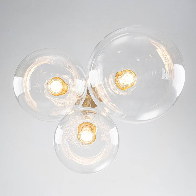 Modern 3-Light Dimmable LED Glass Globe Bubble Cluster Chandelier