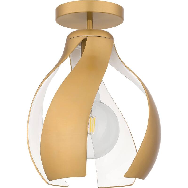 Brushed Weathered Brass One Light Semi Flush Mount from the Quoizel Semi-Flush Mount Collection - Brushed Weathered Brass