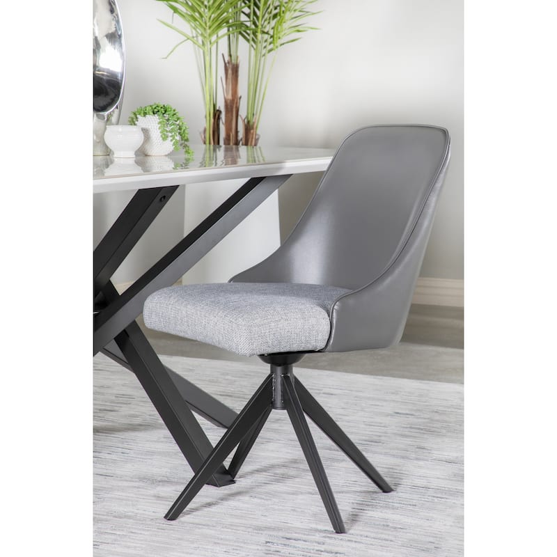 Portola Grey and Gunmetal Upholstered Swivel Dining Chairs (Set of 2)