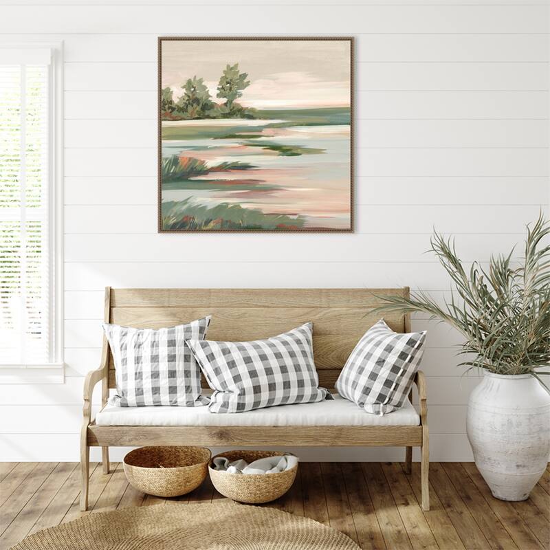 Quiet Marsh Under Soft Skies No. 2 by Lera Framed Canvas Wall Art Print