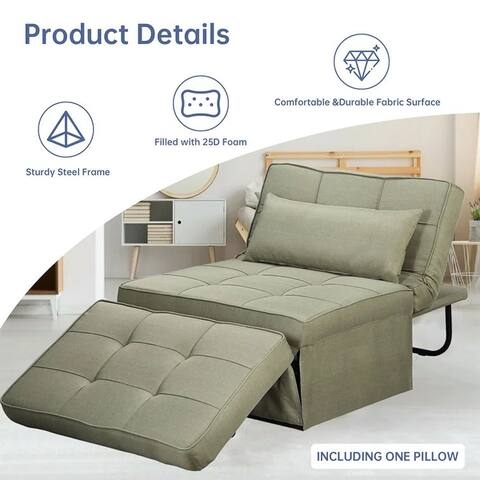 Zenova 4-1 Adjustable Sofa Bed Folding Convertible Chair Sofa Sleeper Ottoman Sofa Seat