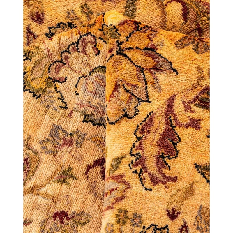Overton Hand Knotted Wool Vintage Inspired Modern Contemporary Overdyed Yellow Area Rug - 8' 1" x 10' 1"