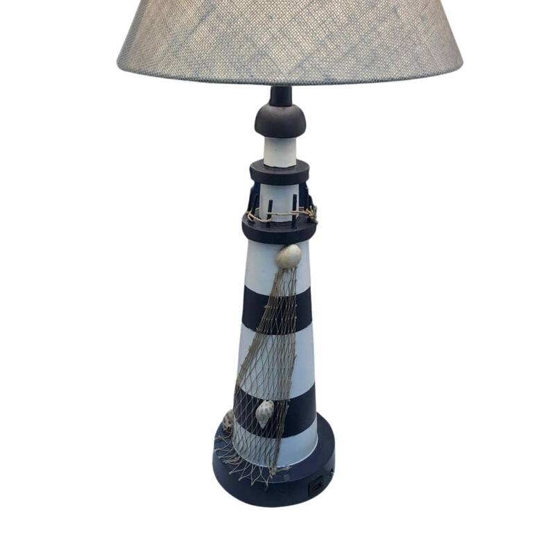 Lighthouse 30" Blue/White Resin with USB, (Set of 2)