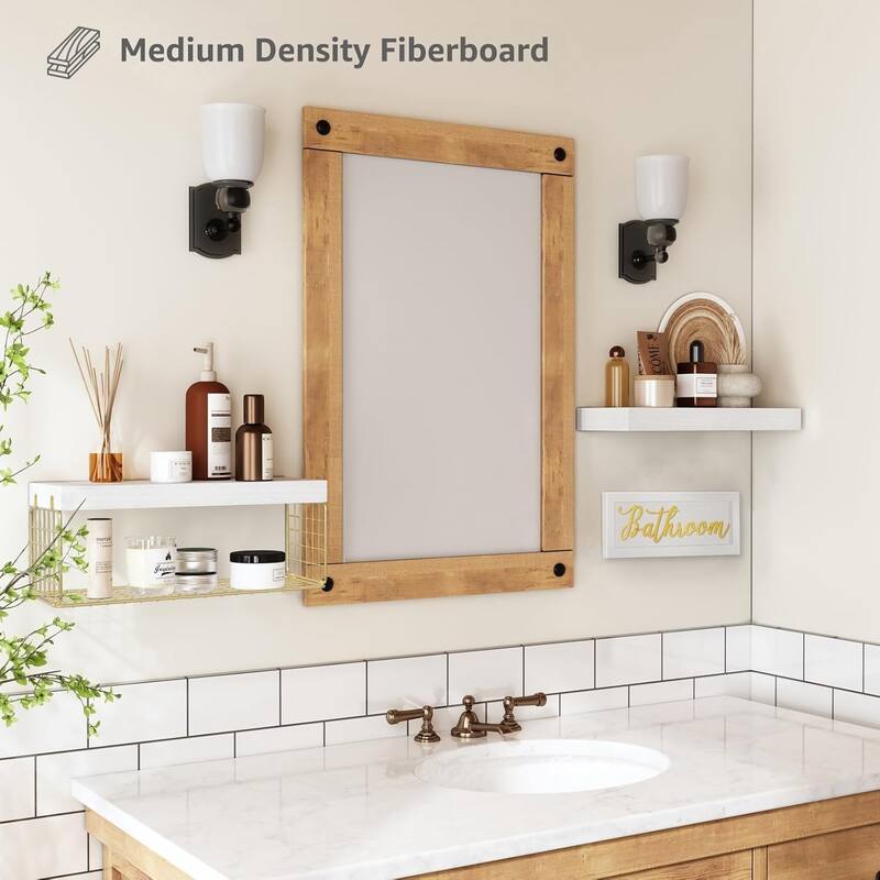 Toilet Bathroom Shelves - Paper Storage Wall Mount, Small Floating Shelves 2+1 Set