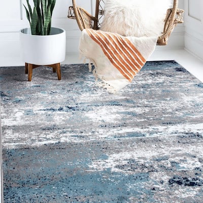 World Rug Gallery Distressed Abstract Watercolor Area Rug