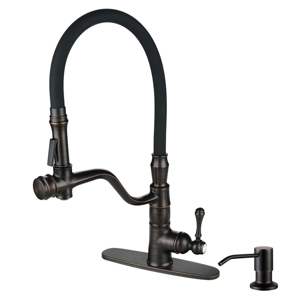 WOWOW Single-Handle Pull Down Kitchen Faucet with Soap Dispenser