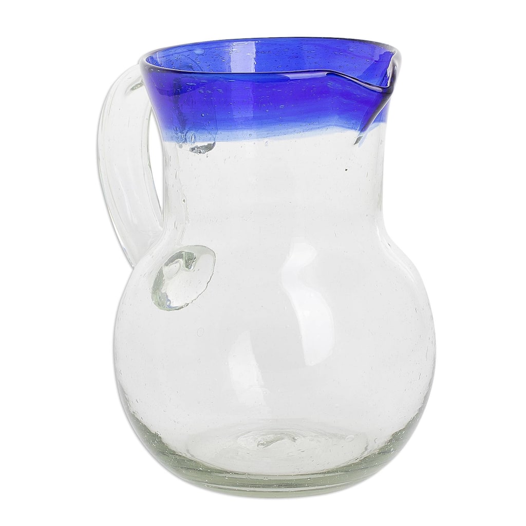 Recycled glass pitcher, 'Sky Reflection'