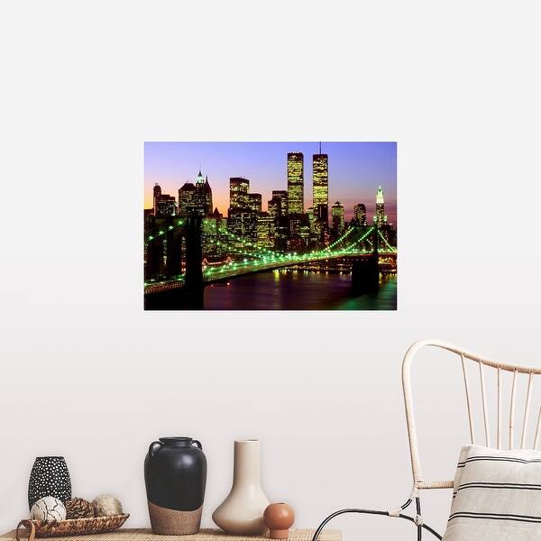 Brooklyn Bridge And Manhattan Skyline At Dusk New York Poster Print Overstock