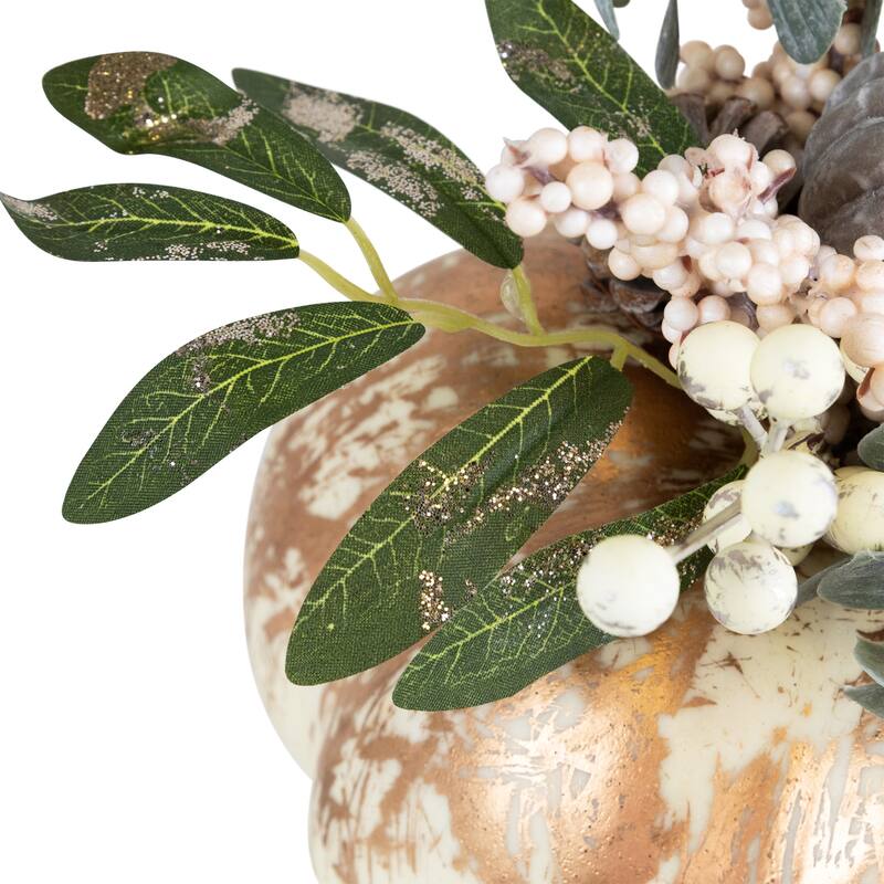 Mini Pumpkins and Berries Glittered Fall Harvest Decoration - 9"