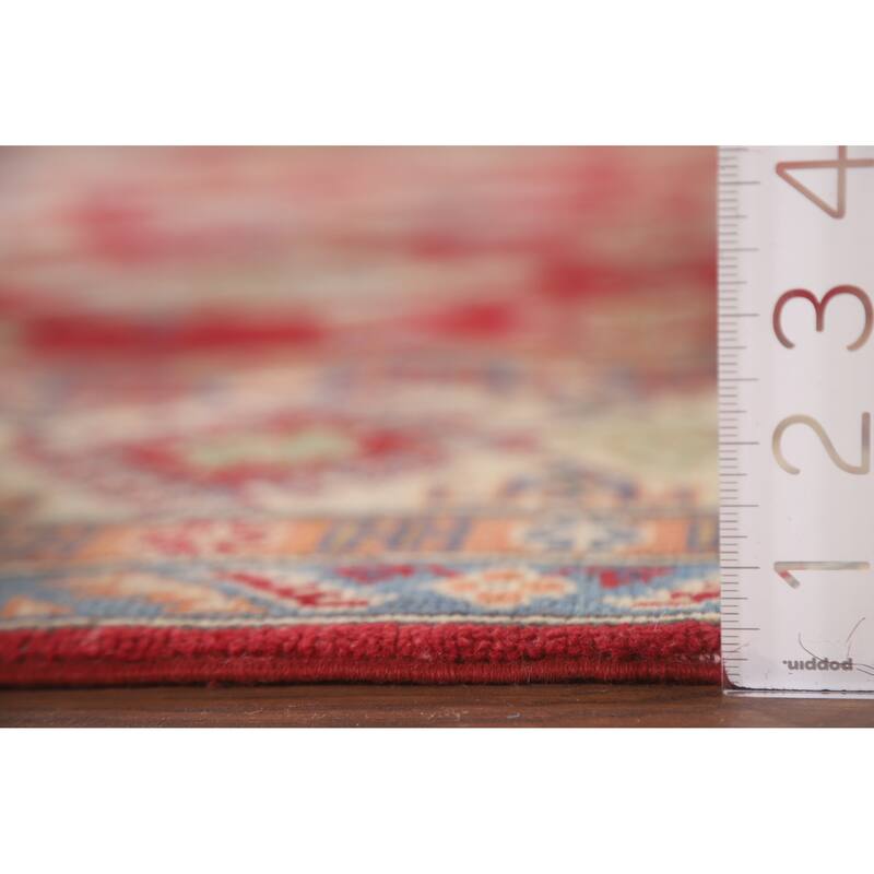 Hand Knotted Oriental 100% Wool Carpet Traditional Geometric Red Kazak Area Rug - 10' 0'' X 6' 11''