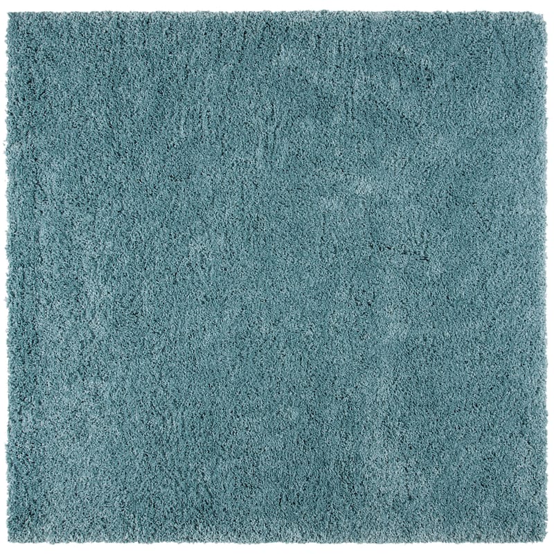 SAFAVIEH California Premium Shag Izat 2-inch Thick Area Rug - 6'7" Square - Light Blue