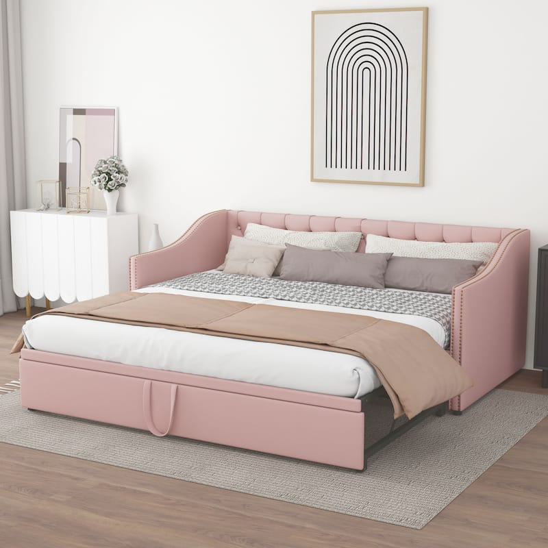 Upholstered Sofa Bed with Pop-Up Bed Frame