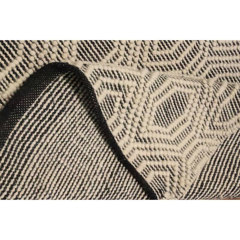 Hand Knotted Oriental 100% Wool Carpet Modern Geometric Beige & Ivories Modern Gotti Design Area Rug - 7' 5'' X 5' 3''