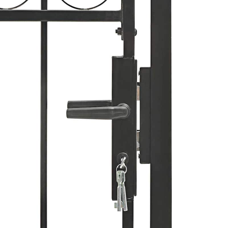 vidaXL Fence Gate with Arched Top Steel 39.4" x 49.2"/59.1"/68.9"/78.7" Black