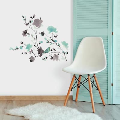 Roommates Decor Blossom WaterColor Bird Branch Wall Decals