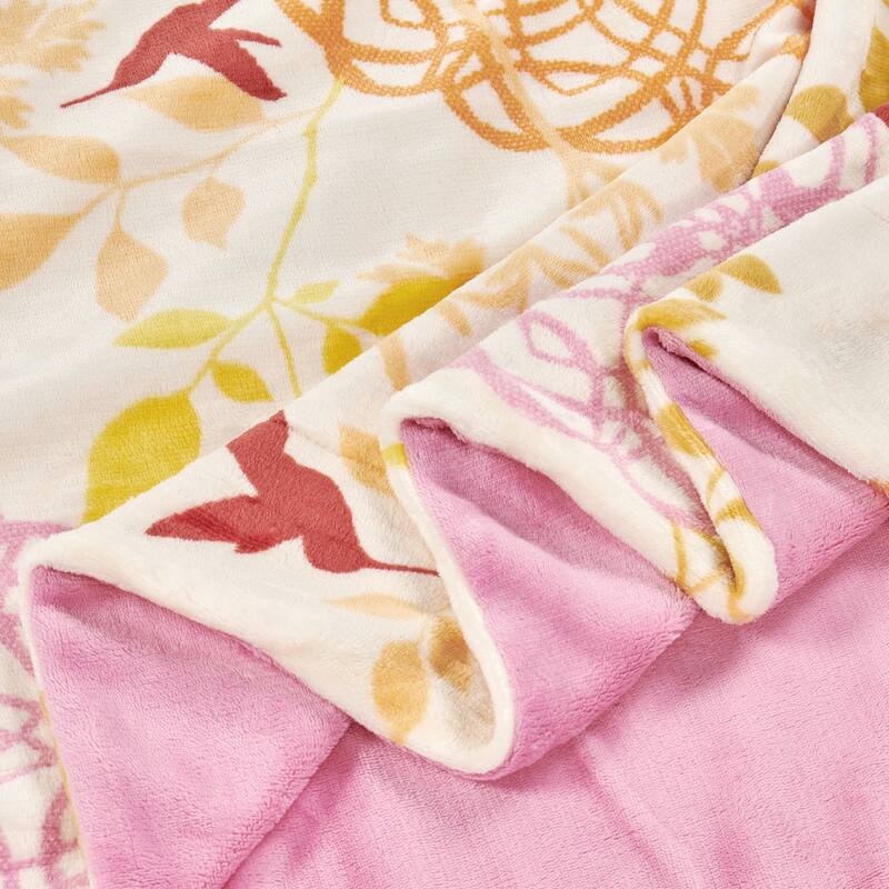 Printed Flannel Tropical Flower French / Puerto Rico Floral Throw