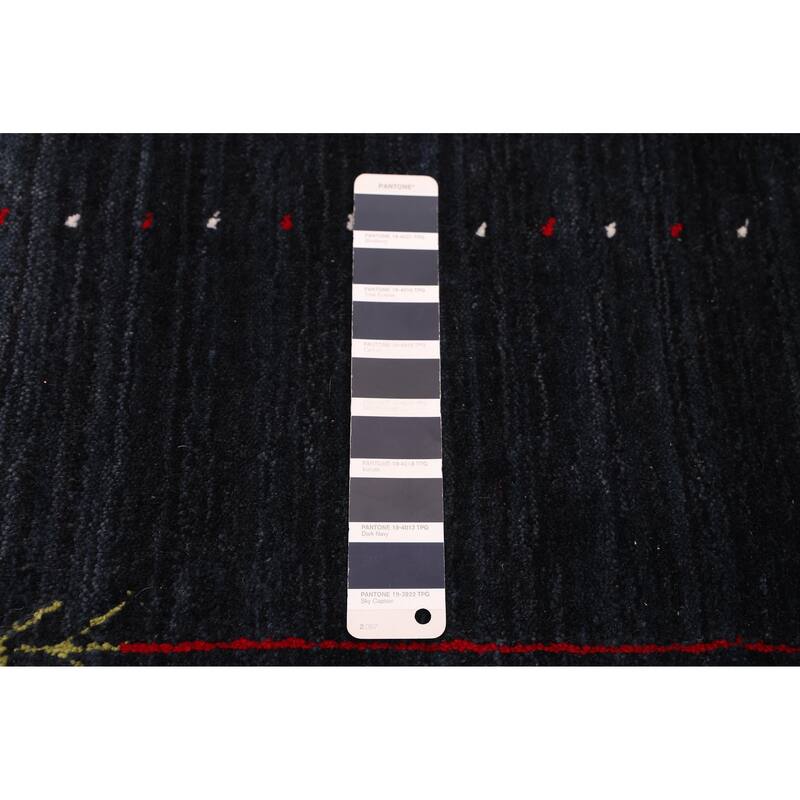 ECARPETGALLERY Hand Loomed Kashkuli Gabbeh Dark Navy Wool Rug - 5'0 x 7'10