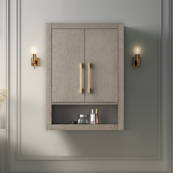 Vanity Art 24 in. W x 8 in. D x 33 in. H Bathroom Storage Wall Cabinet in Natural Oak/MB