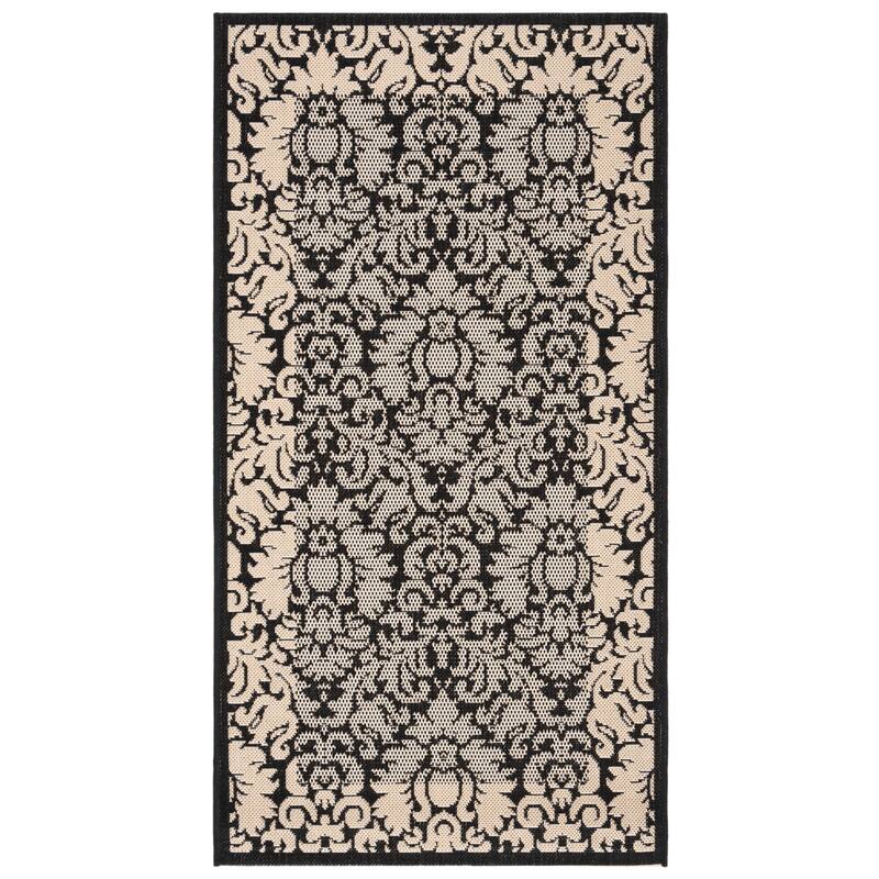 SAFAVIEH, Courtyard Foelke Indoor/ Outdoor Patio Backyard Rug - 4' x 5'7" - Black/Sand