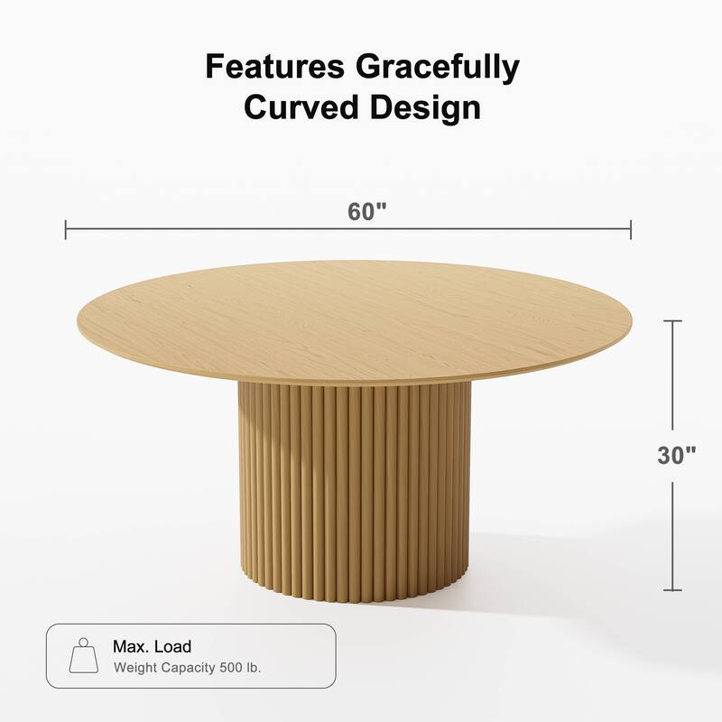 Lumioca Abberton Oak Wood Column Base Round Dining Table