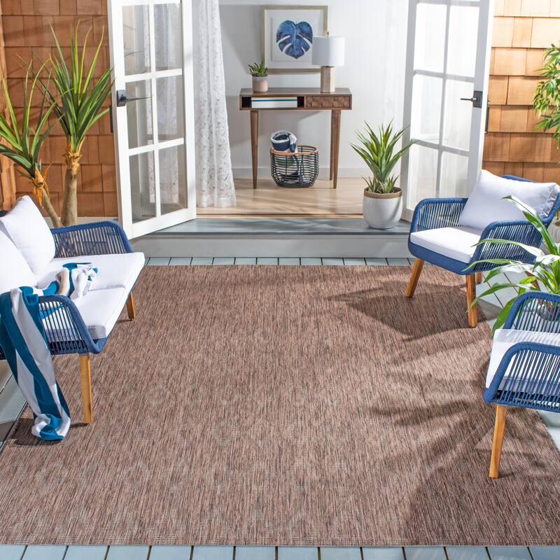 SAFAVIEH Courtyard Marolyn Indoor/ Outdoor Waterproof Patio Backyard Rug - 8' x 10' - Brown/Brown