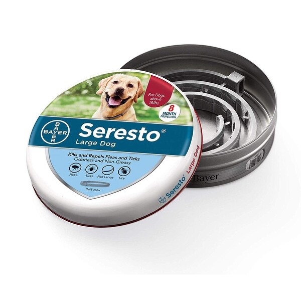 Bayer Seresto Flea and Tick Collar for Large Dogs Over 18 Lbs - 4.8*4.8*1.5IN. Opens flyout.