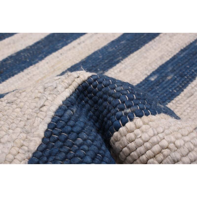 ECARPETGALLERY Braid weave Sienna Grey, Navy Wool Rug - 4'0 x 5'10