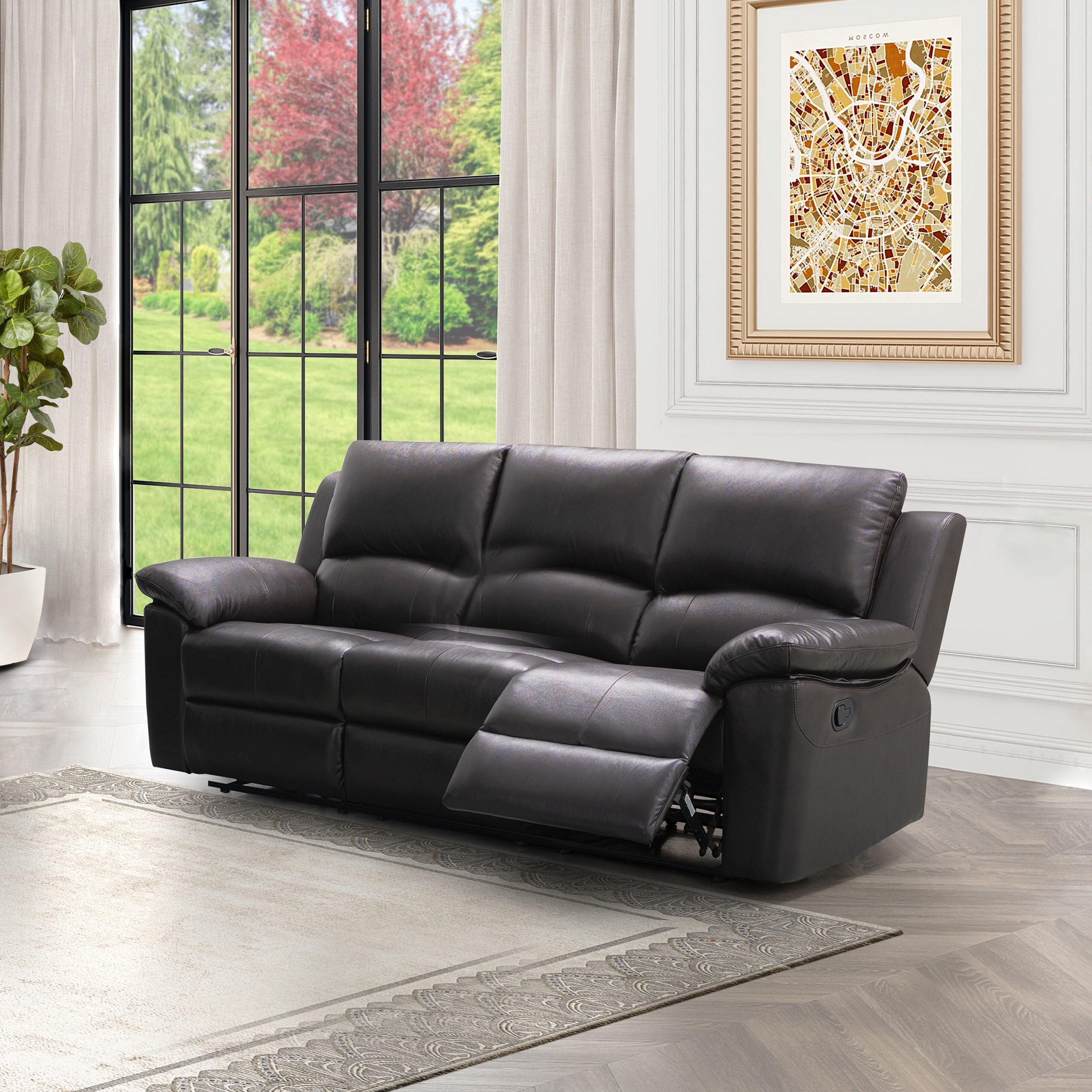 Abbyson Westwood Brown Top Grain Leather Reclining Sofa