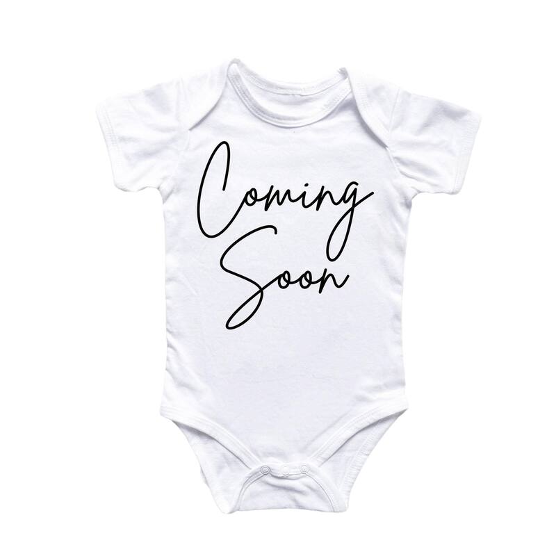 Coming Soon Announcement - Baby Boy Girl Clothes Infant Bodysuit Funny Cute Newborn - White - 6-9M