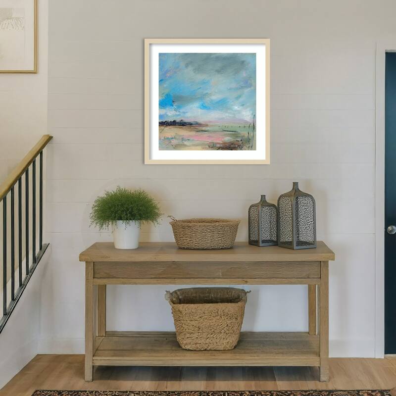 Copse and Sky by Lesley Birch Wood Framed Wall Art Print - Svelte Natural