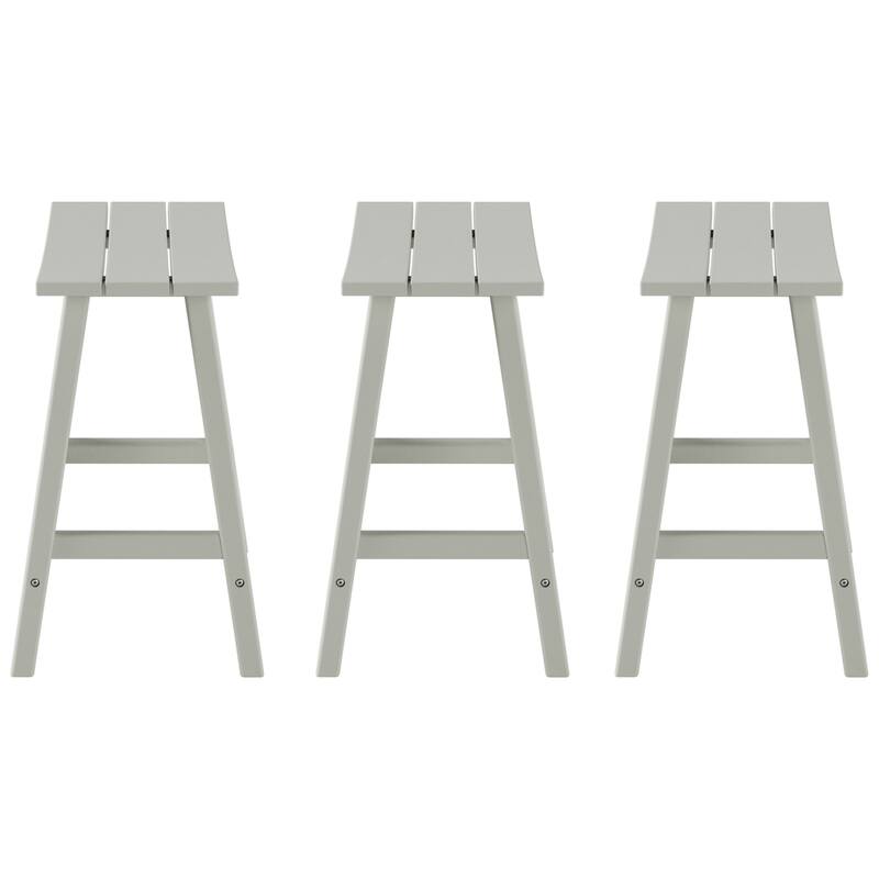 Polytrends Laguna Hdpe All Weather Outdoor Patio 24" Saddle Seat Counter Stool (Set Of 3)