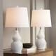 White Finish Modern Double Gourd Ceramic Table Lamps Set of 2 - 25