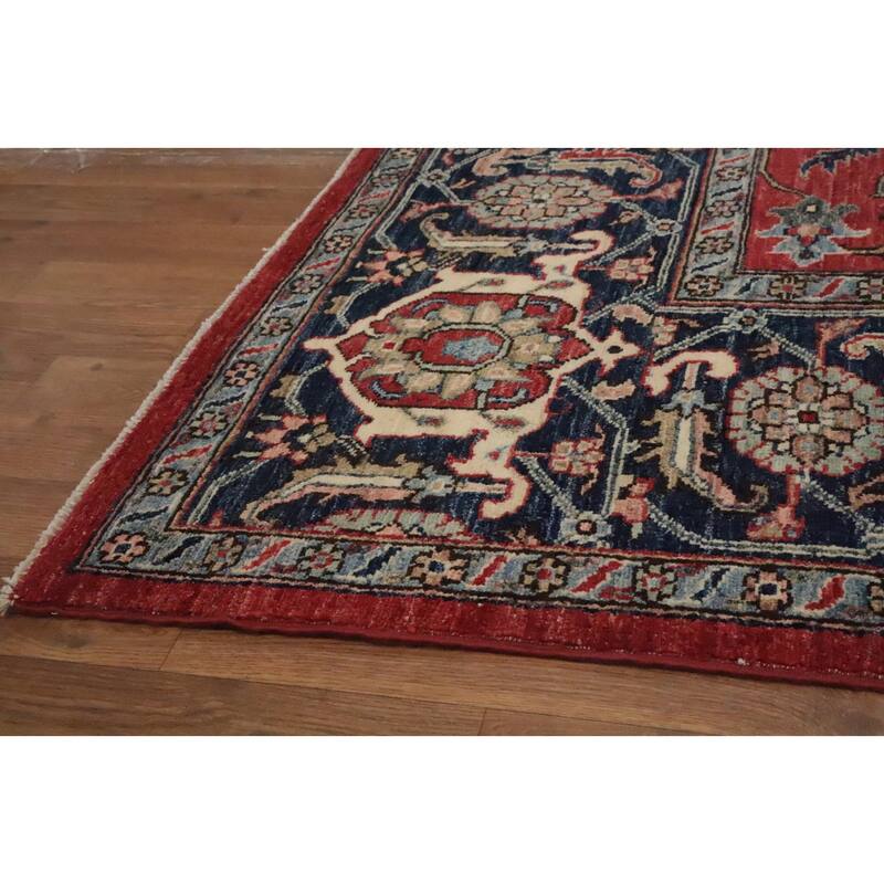 Hand Knotted Oriental 100% Wool Carpet Traditional All-Over Red Ziegler Area Rug - 11' 6'' X 9' 0''