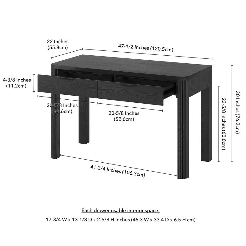 Lonsdale 48" Wide Rectangular Fluted Desk