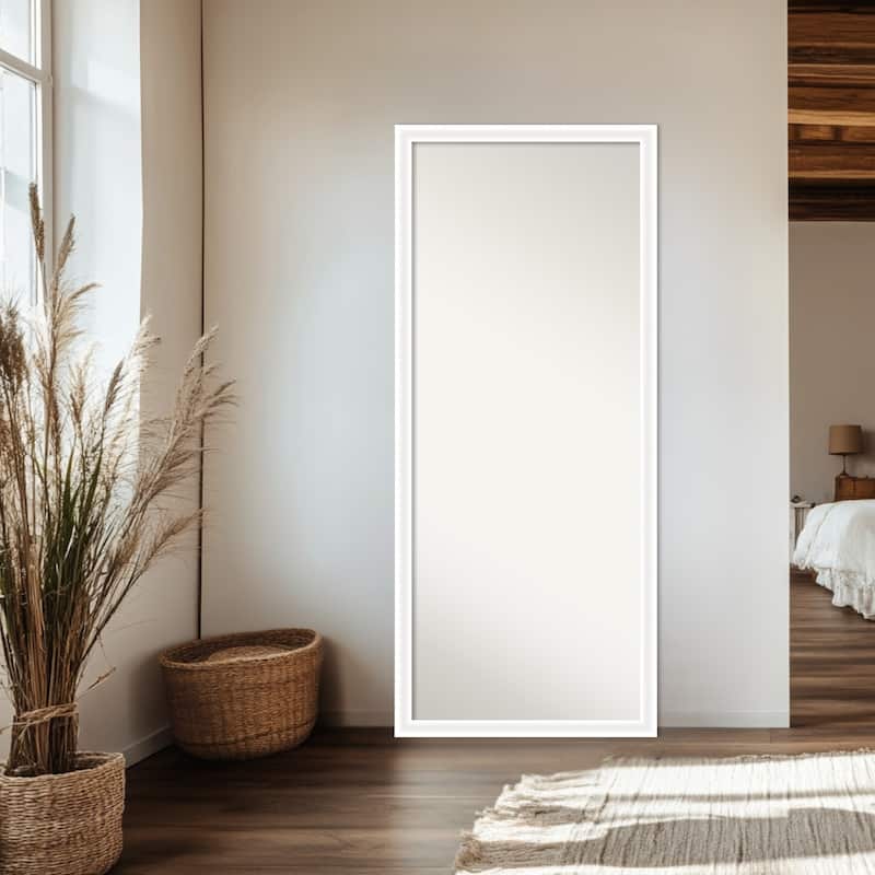 Oliver Narrow Non-Beveled Wood Framed Full-Length Floor Leaner Mirror