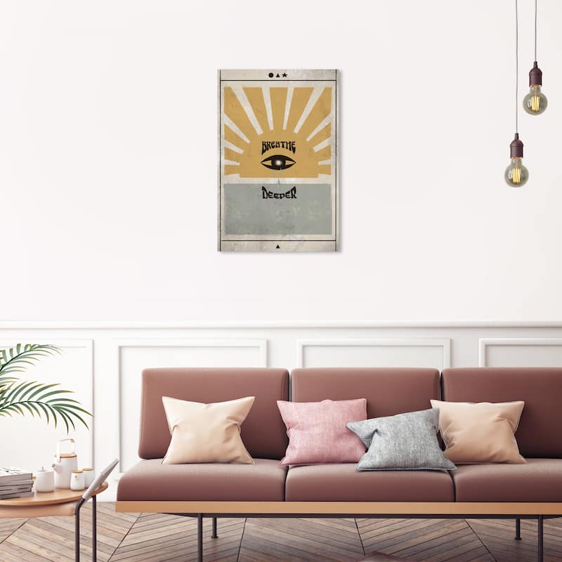 Wynwood Studio Canvas Typography and Quotes Breathe Deeper Blue and Wall Art Canvas Print - 30 x 20