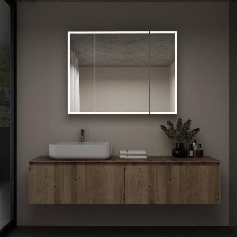 Smart Touch LED Mirror Cabinet - Fogless Vanity with Ambient Lighting - 45.9"