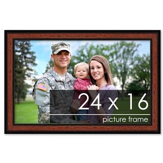 24x16 Traditional Walnut Complete Wood Picture Frame with UV Acrylic ...