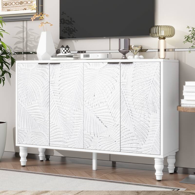 47.2'' Storage Cabinet Sideboard Buffet Entertainment Center Media Console with 2 Spacious Storage Space Solid Wood Legs