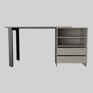 High-Quality Office Desk with Two Drawers, Two Shelves, and Metal Legs for Stability and Functionality