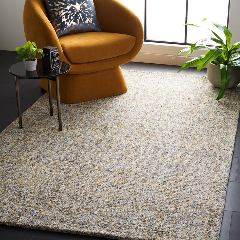 SAFAVIEH Handmade Abstract Behice Modern Wool Rug - 6' x 9' - Blue/Gold