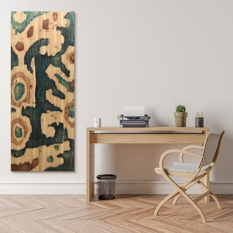 "Ocean Ikat A" Arte de Legno Digital Print on Solid Wood Wall Art