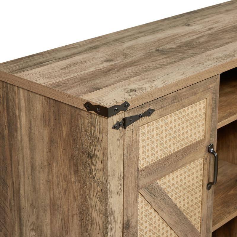Faux Rattan Sideboard with Barn Doors