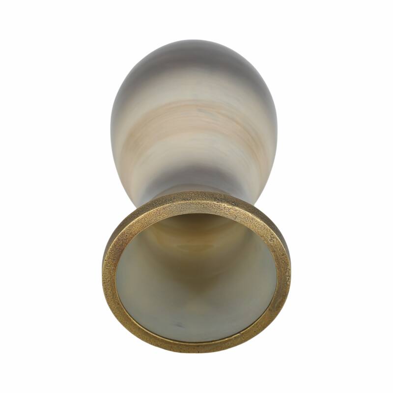 Sagebrook Home Glass Vase with Metal Accent - Elegant Decor Accent Piece