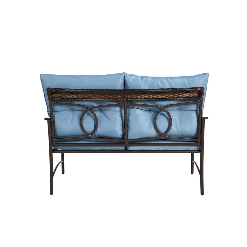 Classic Patio Sofa Wicker Conversation Set Rattan Sofa Chair wTable