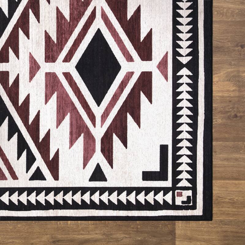 Abani Rugs Molana Southwestern Cream Charcoal Red Area Rug