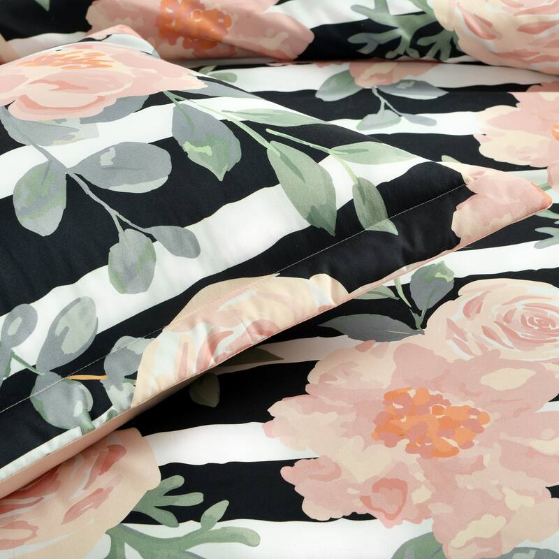 Lush Decor Amara Watercolor Rose 7 Piece Comforter Set