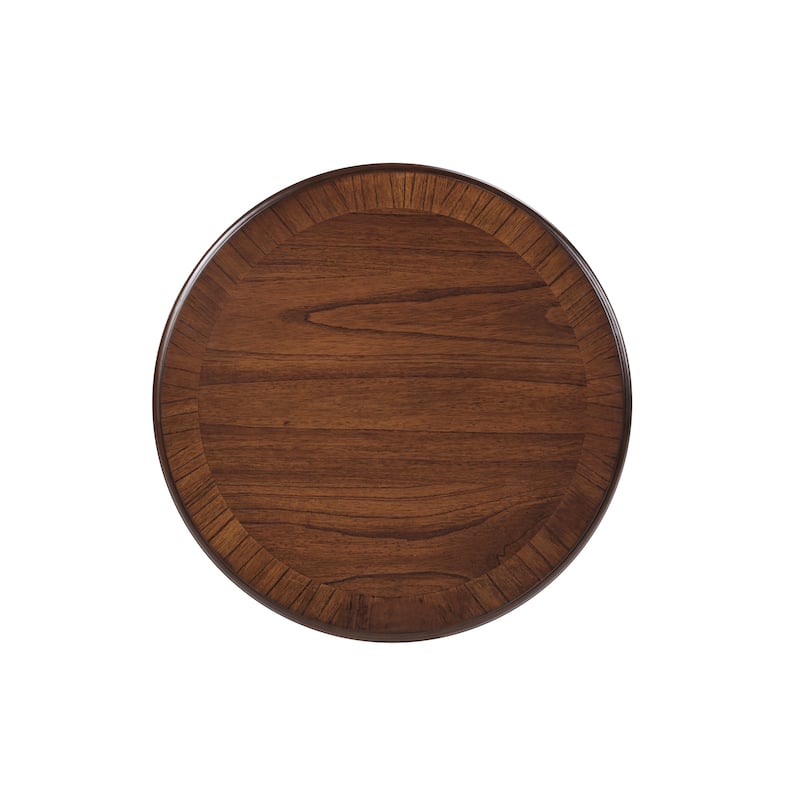 Retro Round Wooden End Table, Sofa Side Table with X-shape Base for Family Dining or Living Room. Espresso